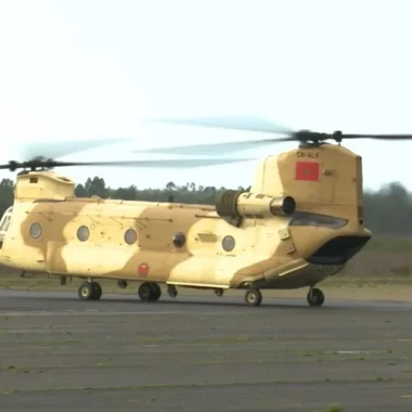 Moroccan army deploys Chinook helicopters to deliver aid to flood hit douar in Sidi Kacem